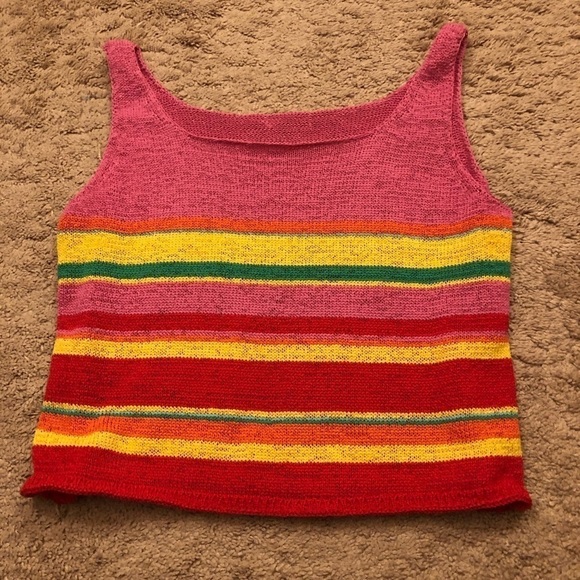 3/$25 🙌🏼 Segrets Vintage Knit Striped Tank Top Medium - Picture 3 of 6